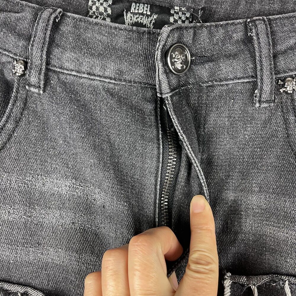 Vintage Rebel Vengeance Distressed Jean Mens 32x32 Black Rock Goth Grunge READ - Picture 4 of 16